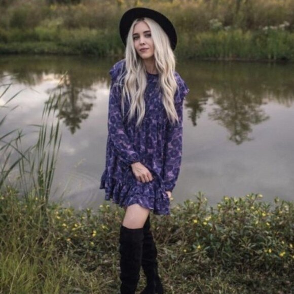 Free People Dresses & Skirts - Free People Mini Dress Violet Combo NWT